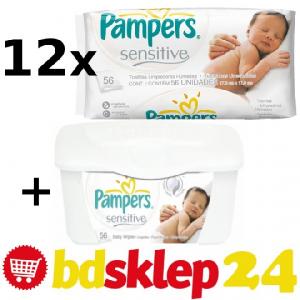 12x pampers sensitive 56 szt chusteczki nawilżane