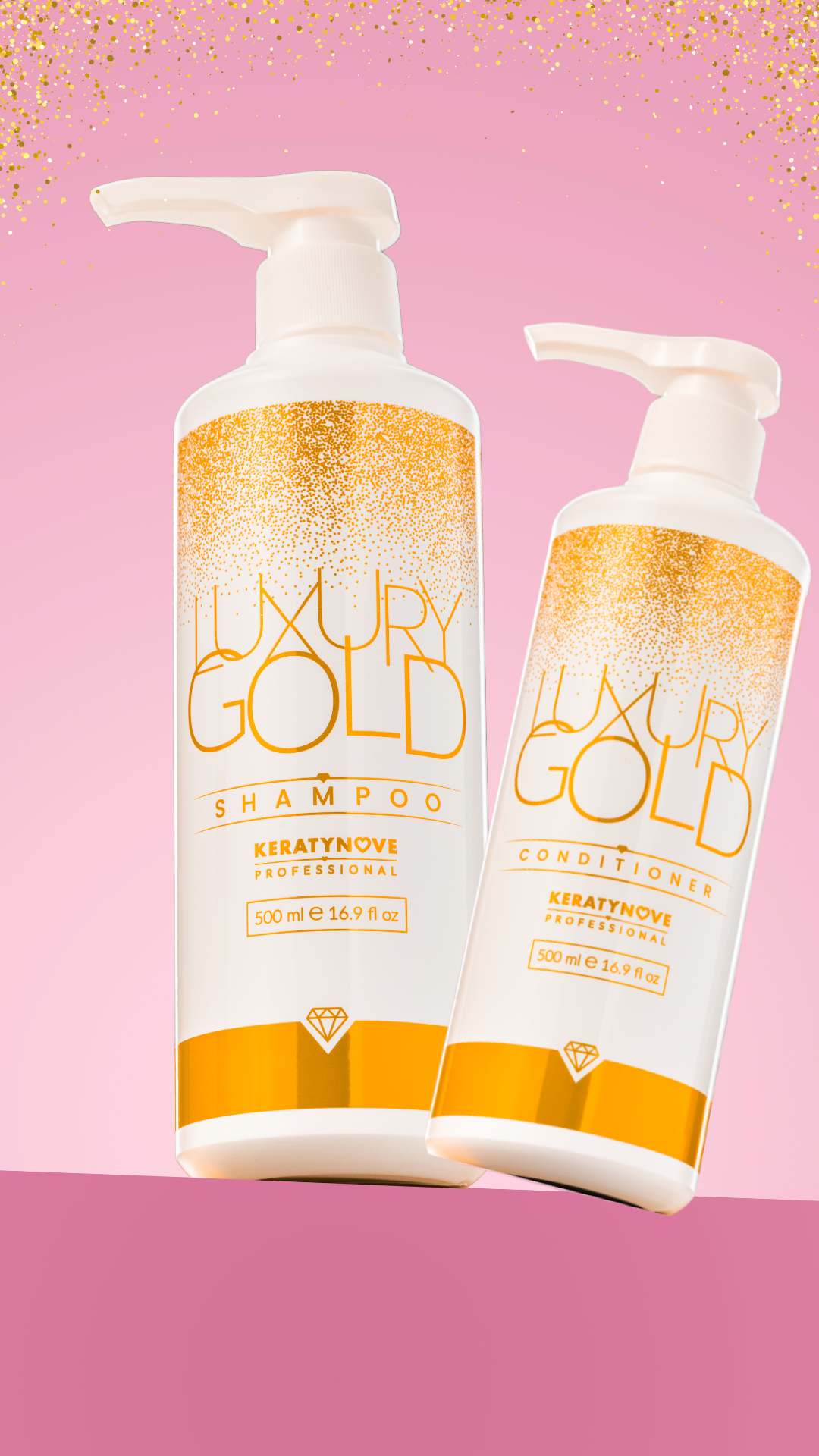 szampon i odżywka do wlosów z drobinkami złota