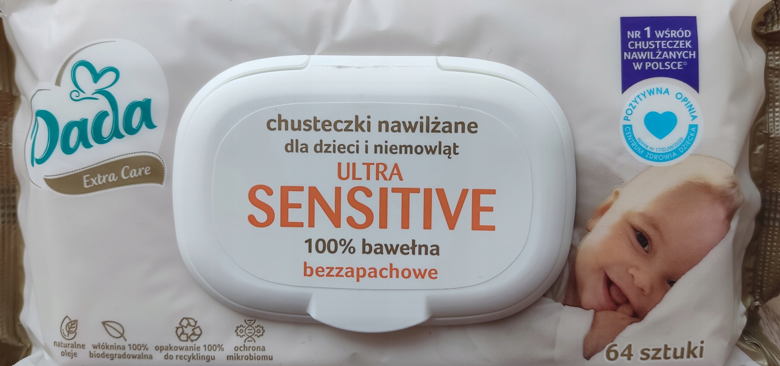 dada chusteczki nawilżane sensitive 64