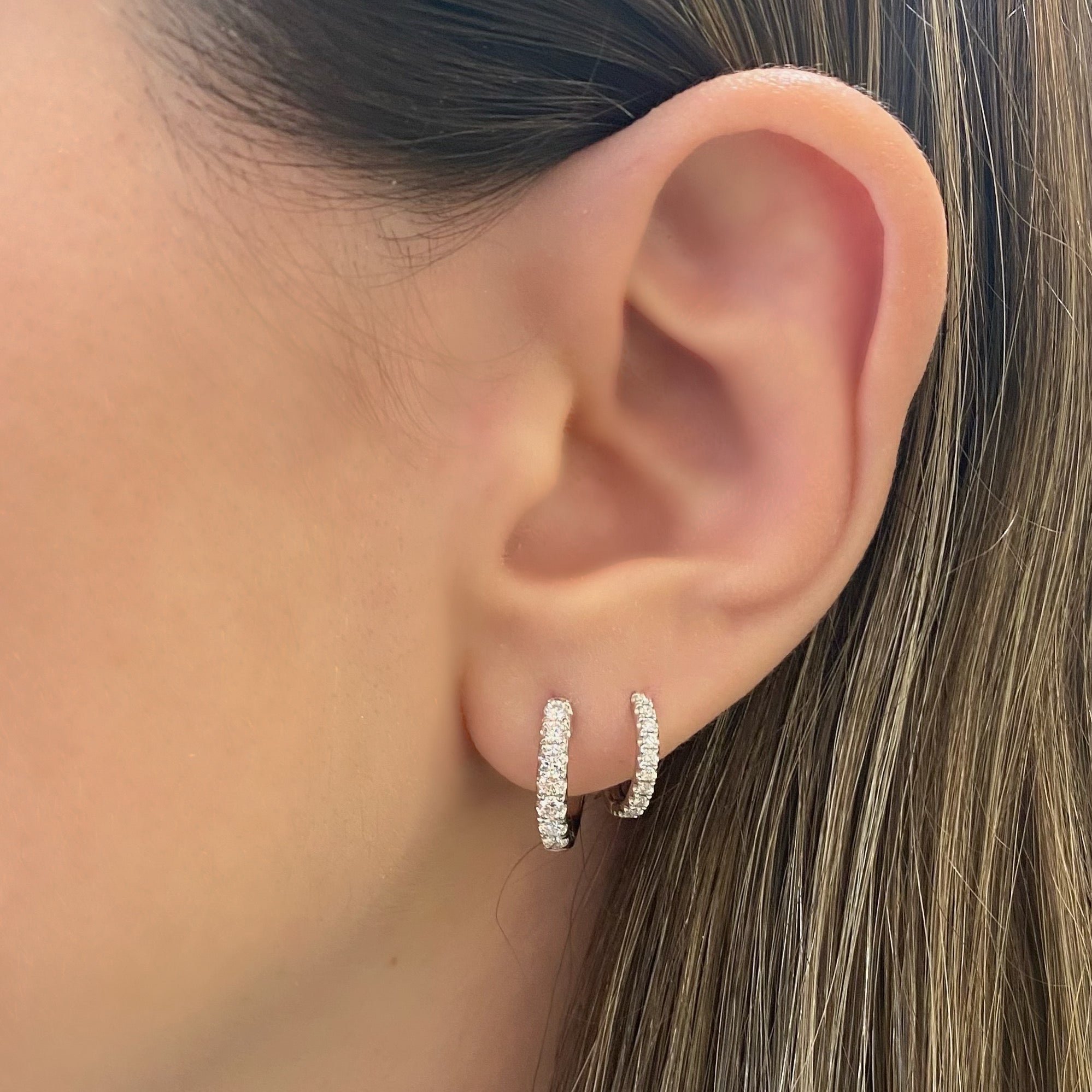 diamond huggie earrings