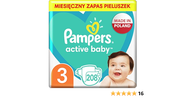 pampers active baby 3 208 sztuk